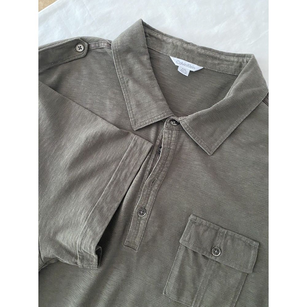 Calvin Klein Men Army Green  Short Sleeve Casual Polo Shirt‎ XXL